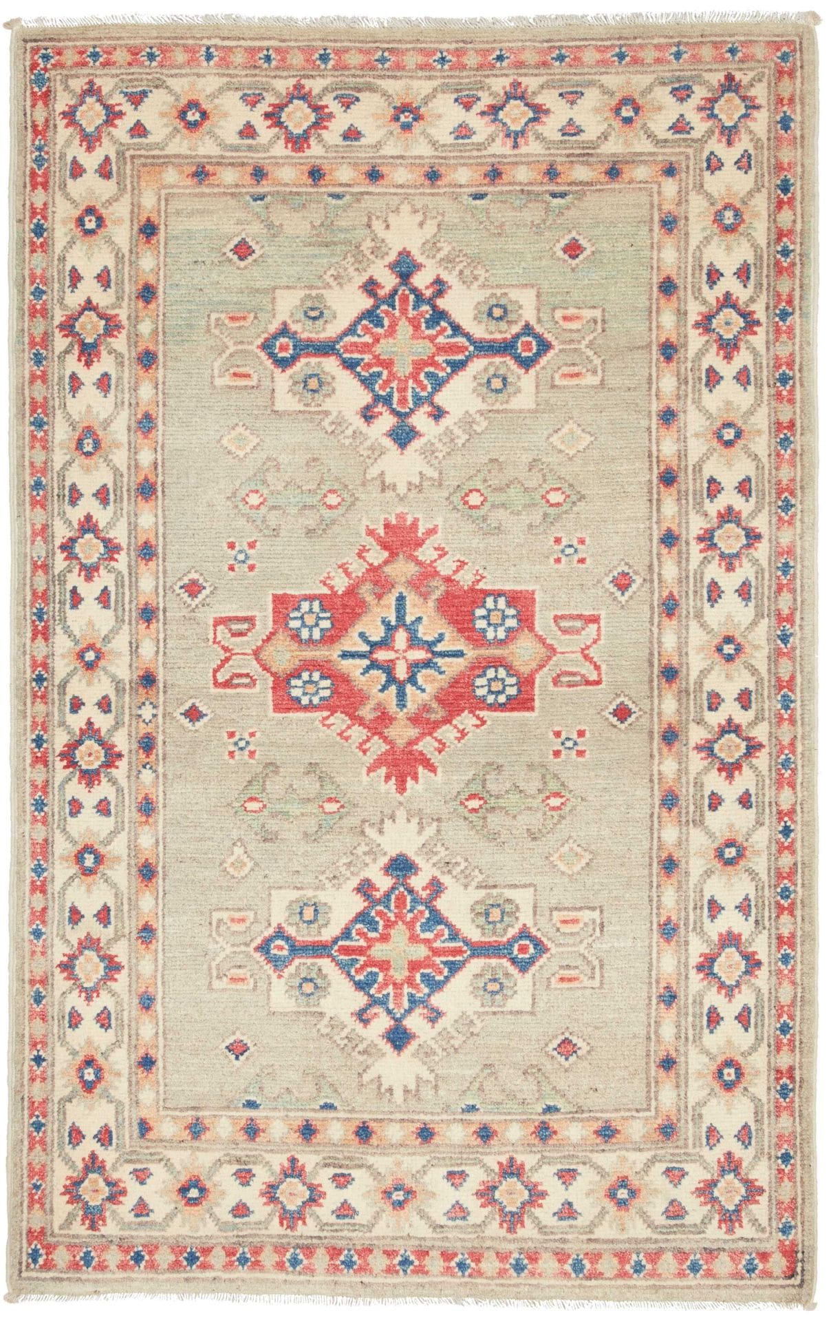 Kazak Teppich 83 x 131 cm, geometrisches Muster, handgeknüpft