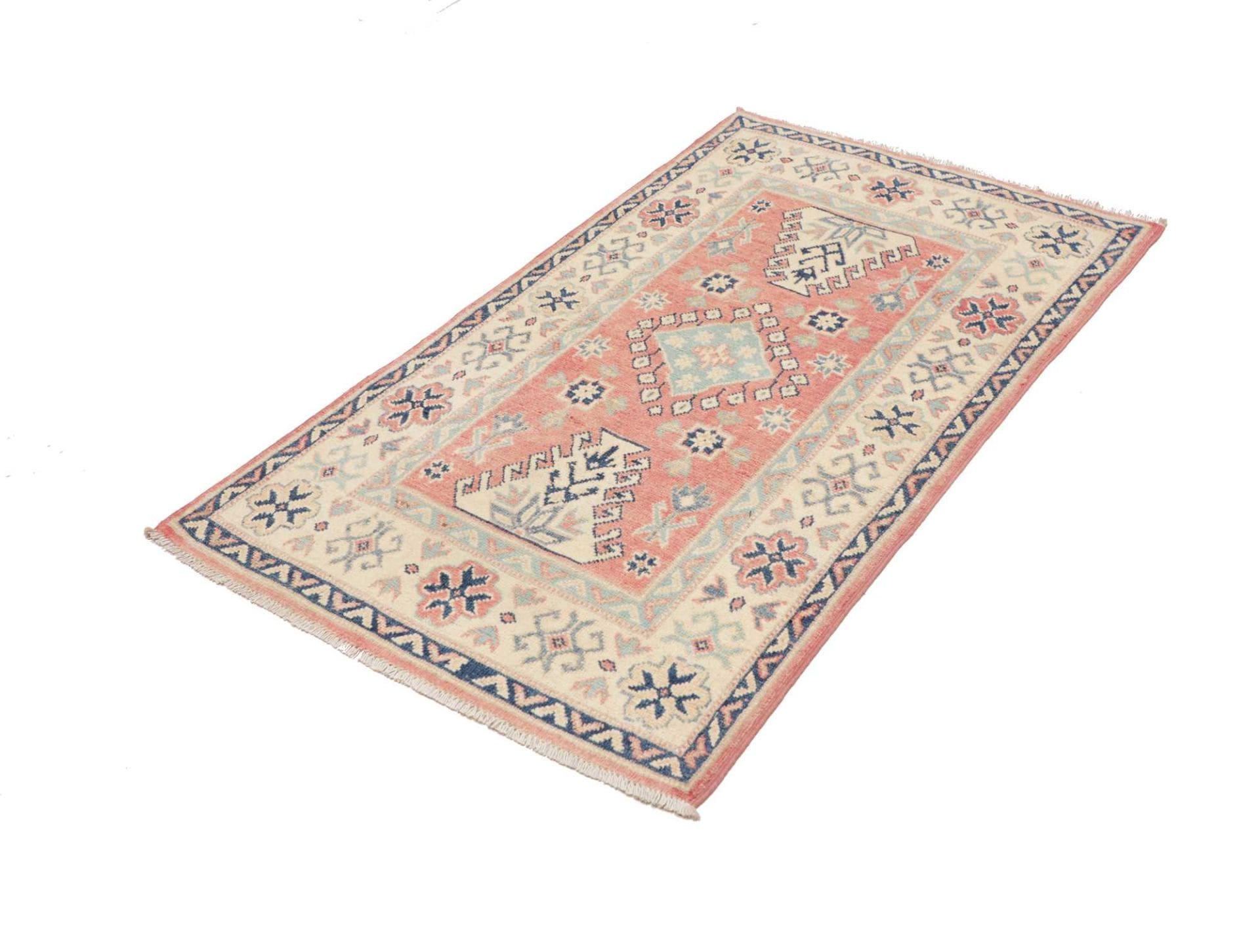 Kazak Orientteppich 82 x 131 cm, geometrisches Muster, handgeknüpft
