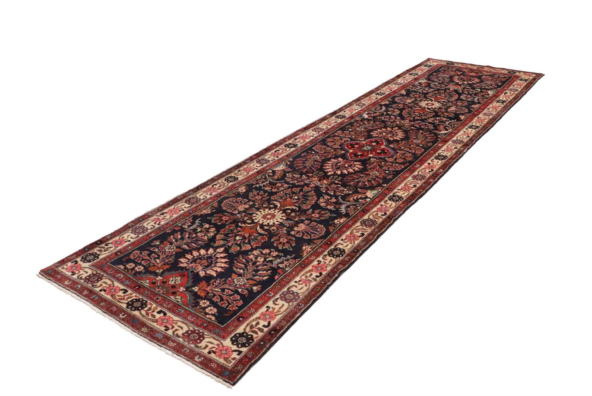 Hamadan Teppich 108 x 370cm, Herati-Muster, Schurwolle, handgeknüpft