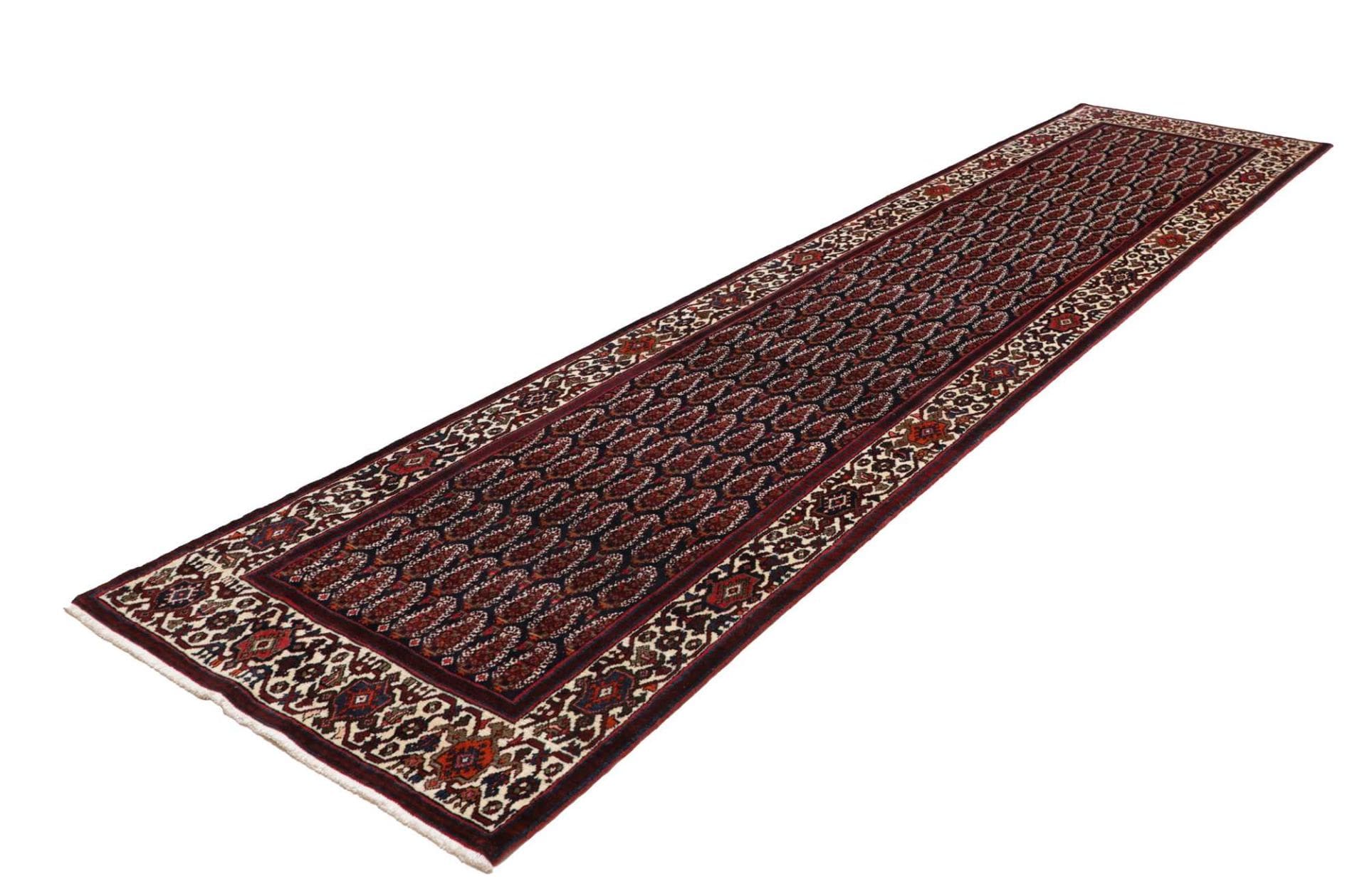 Hamadan Teppich 106 x 420 cm, Herati-Muster, handgeknüpft
