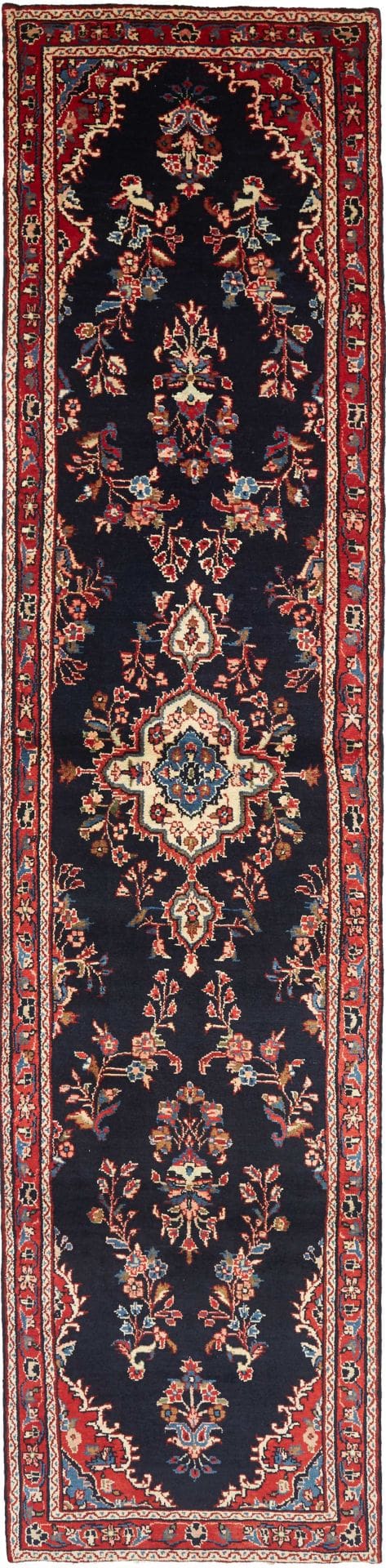 Hamadan Teppich 99 x 410cm, handgeknüpft, Schurwolle, Herati-Muster