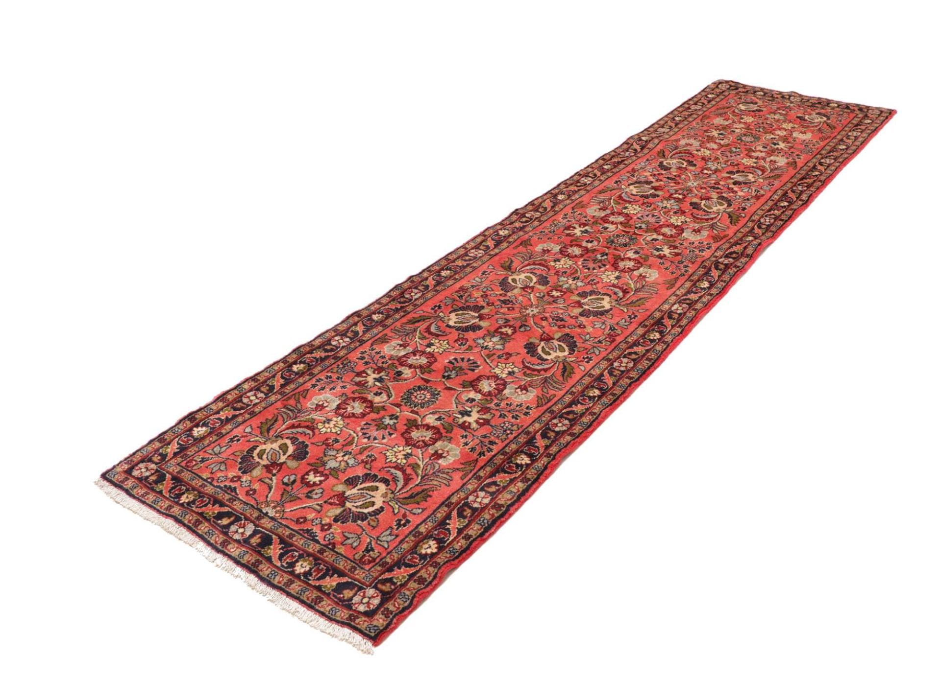 Orientteppich Hamadan 83 x 293cm mit Herati-Muster, handgeknüpft