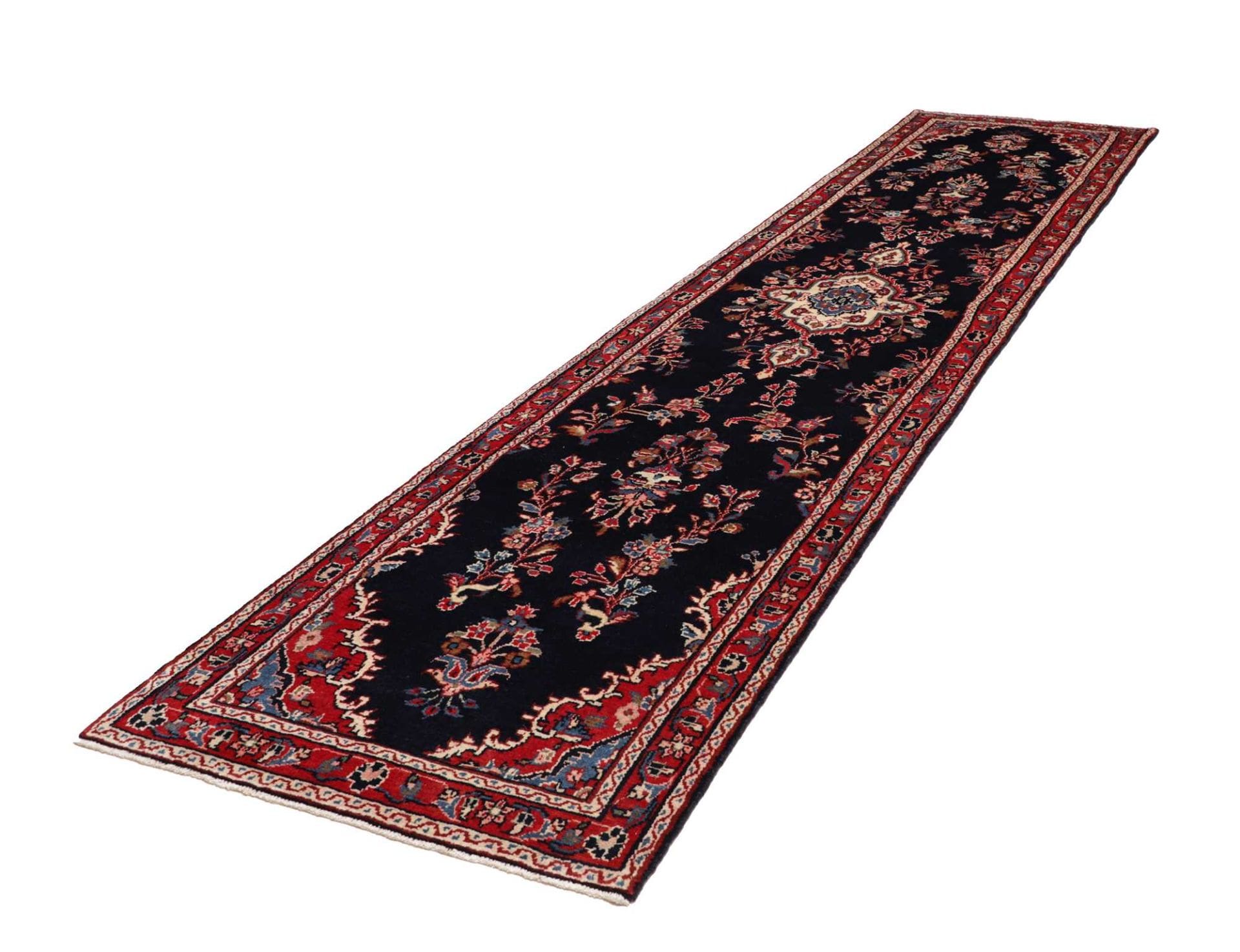 Hamadan Teppich 99 x 410cm, handgeknüpft, Schurwolle, Herati-Muster