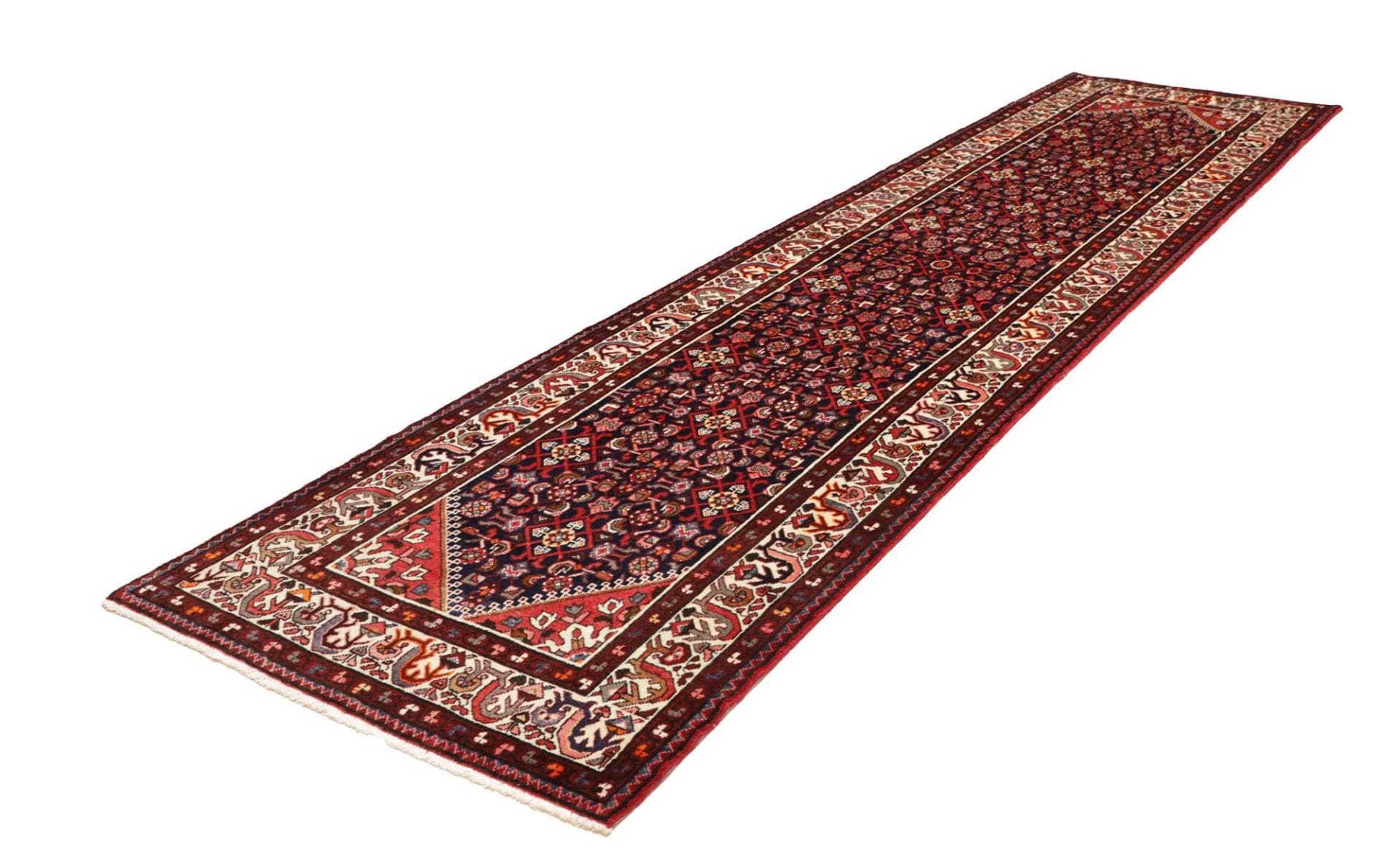 Hamadan Teppich 113 x 400cm, Herati-Muster, handgeknüpft, Perserteppich