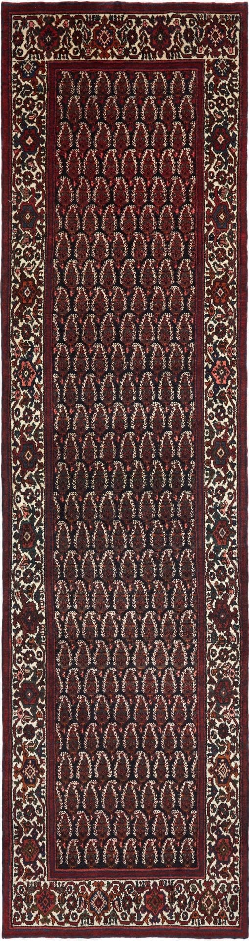 Hamadan Teppich 106 x 414 cm, Schurwolle, Herati-Muster, handgeknüpft