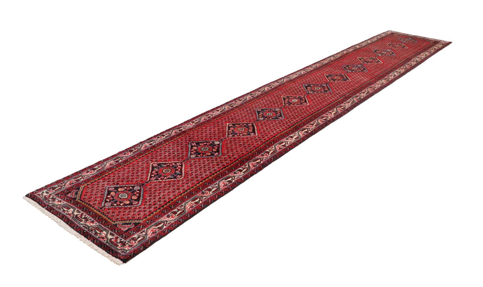 Hamadan Teppich 83 x 440cm, Herati-Muster, Schurwolle, handgeknüpft