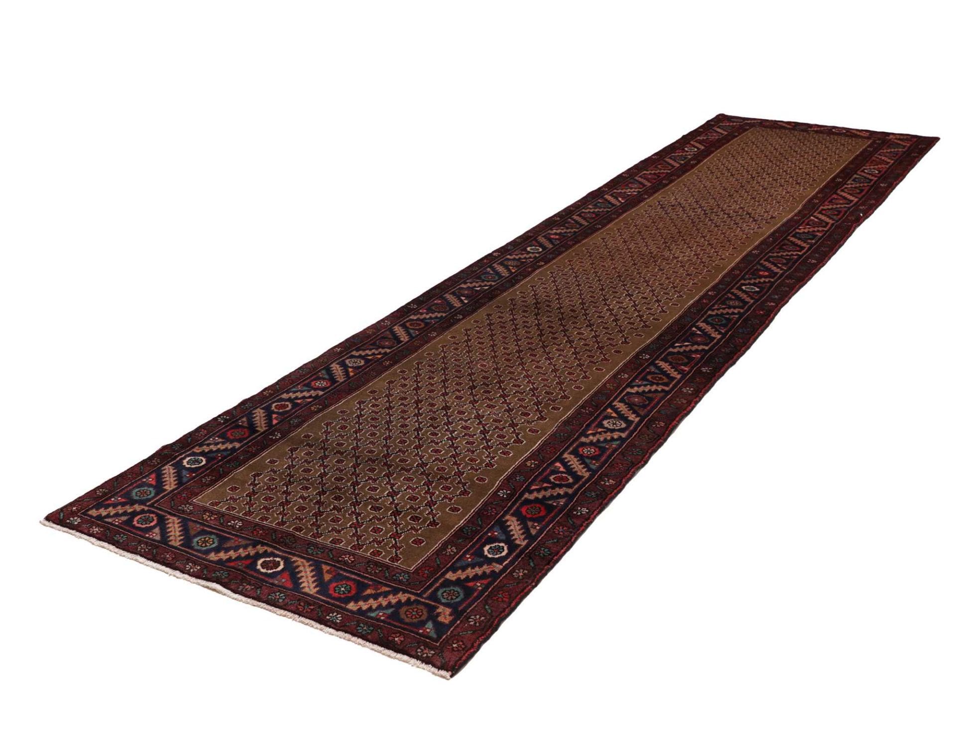 Hamadan Teppich 108 x 400cm, Herati-Muster, Schurwolle, handgeknüpft