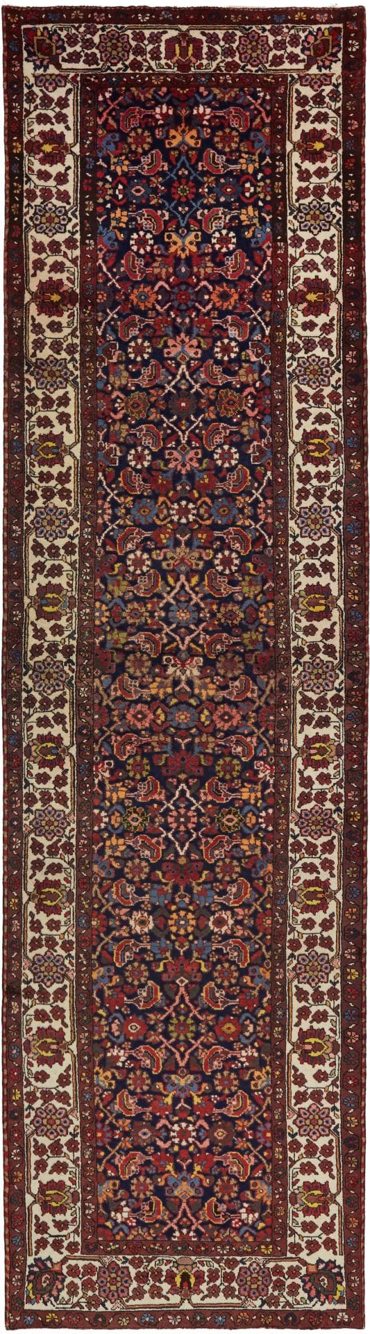 Hamadan Teppich 123 x 380 cm, Herati-Muster, handgeknüpft