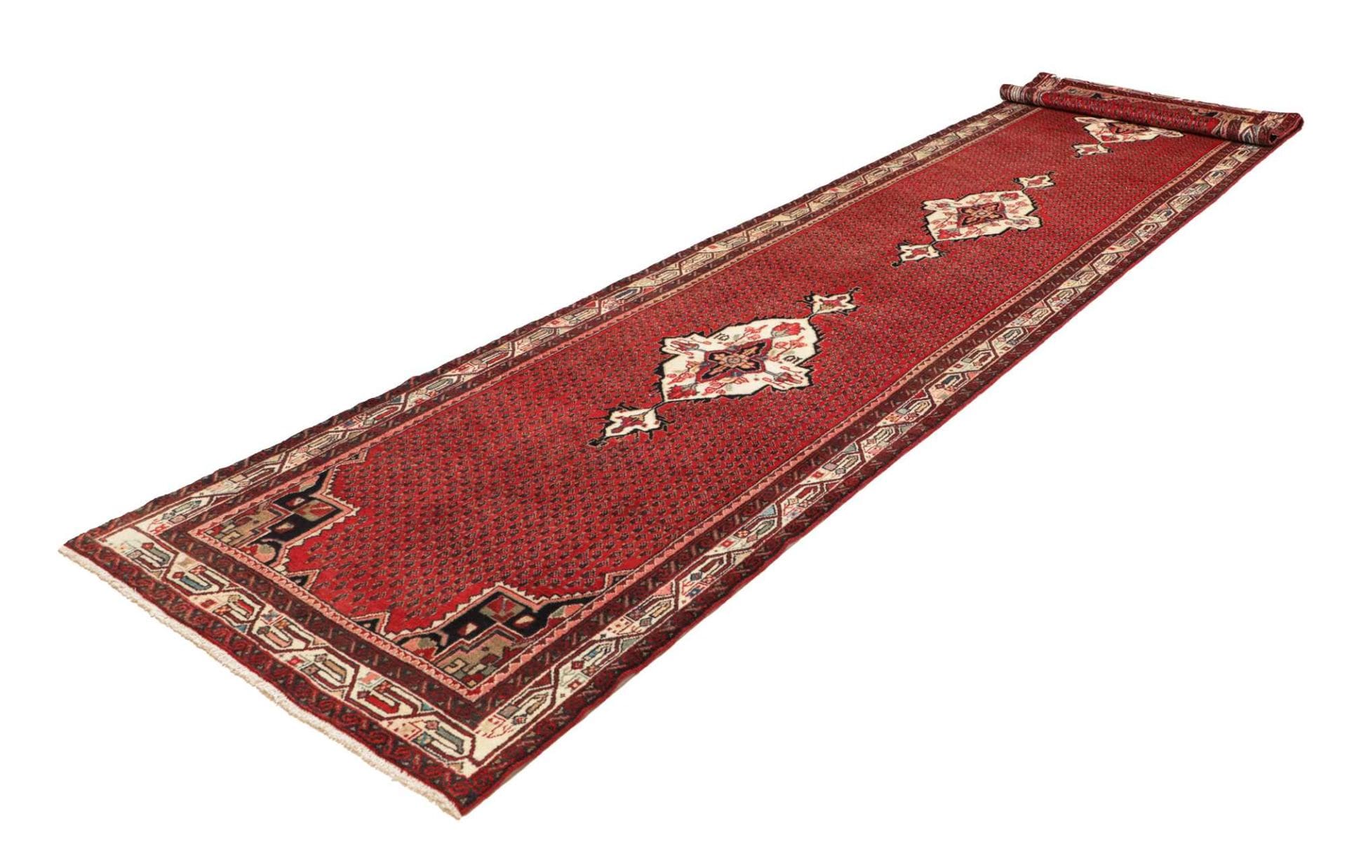 Hamadan Teppich 118 x 500 cm, Herati-Muster, Schurwolle, handgeknüpft