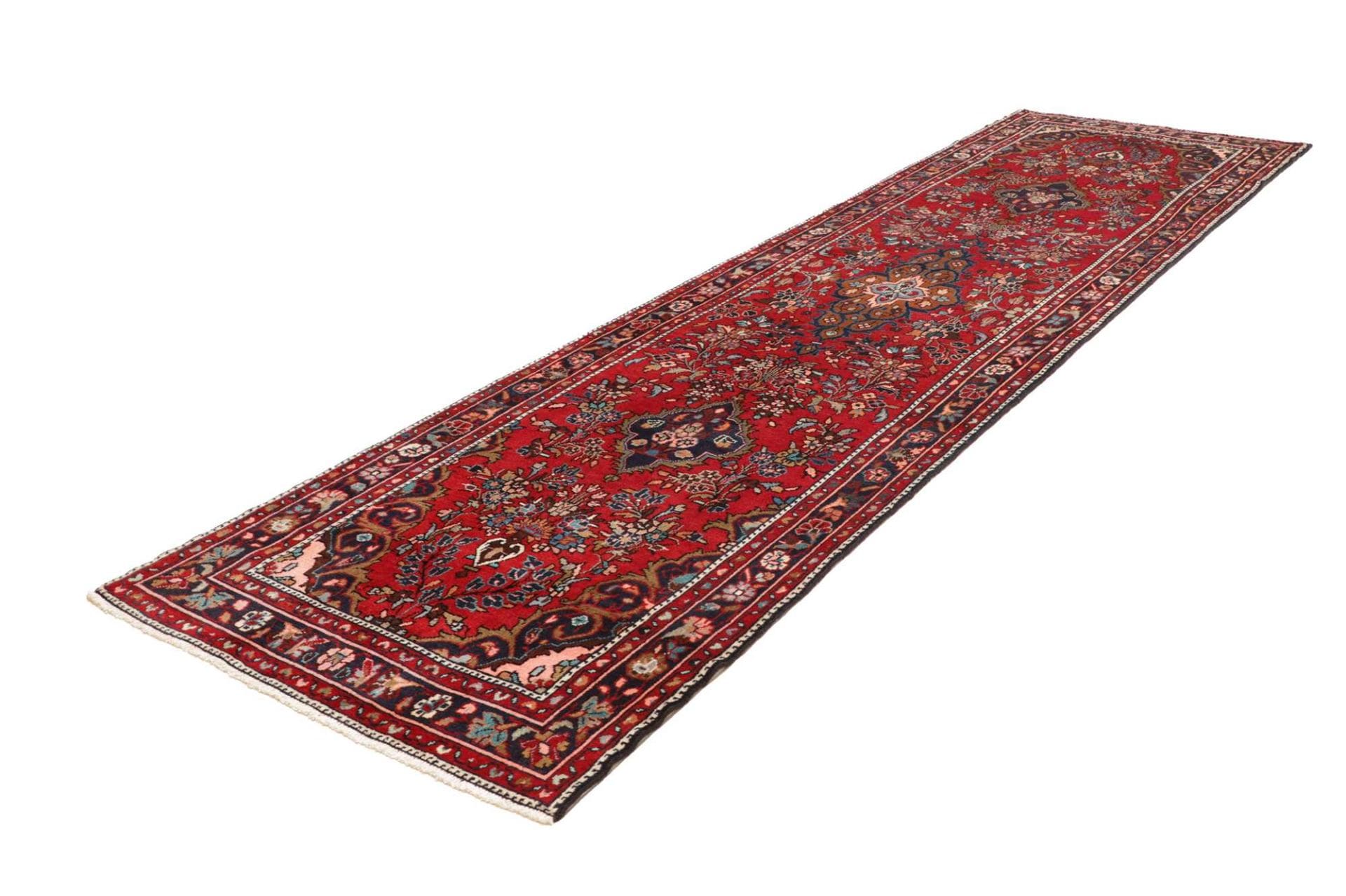 Hamadan Teppich 115 x 376 cm, Schurwolle, Herati-Muster, handgeknüpft