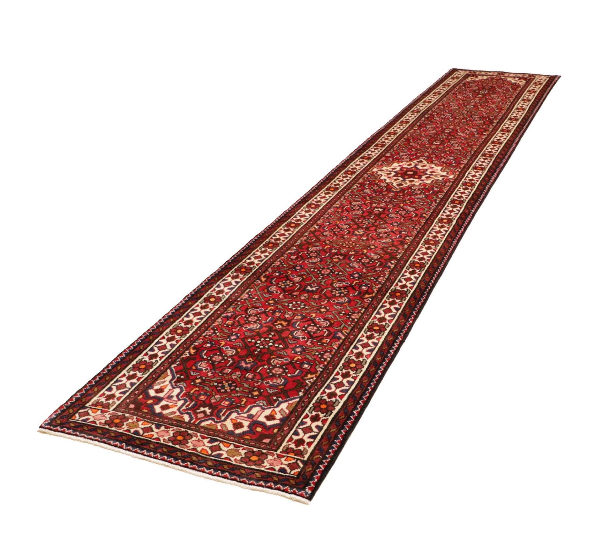 Hamadan Teppich 83 x 420cm, Herati-Muster, Schurwolle, handgeknüpft