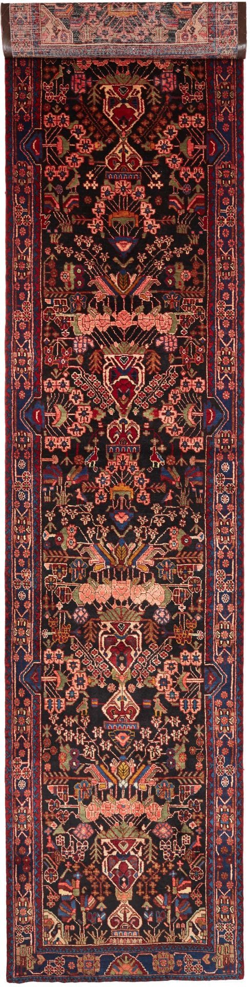 Handgeknüpfter Hamadan Teppich 111 x 488cm, Schurwolle, Herati-Muster
