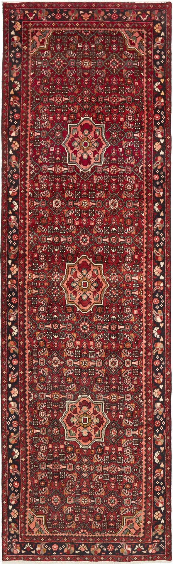 Hamadan Teppich 119 x 392cm, Herati-Muster, handgeknüpft, Perserteppich