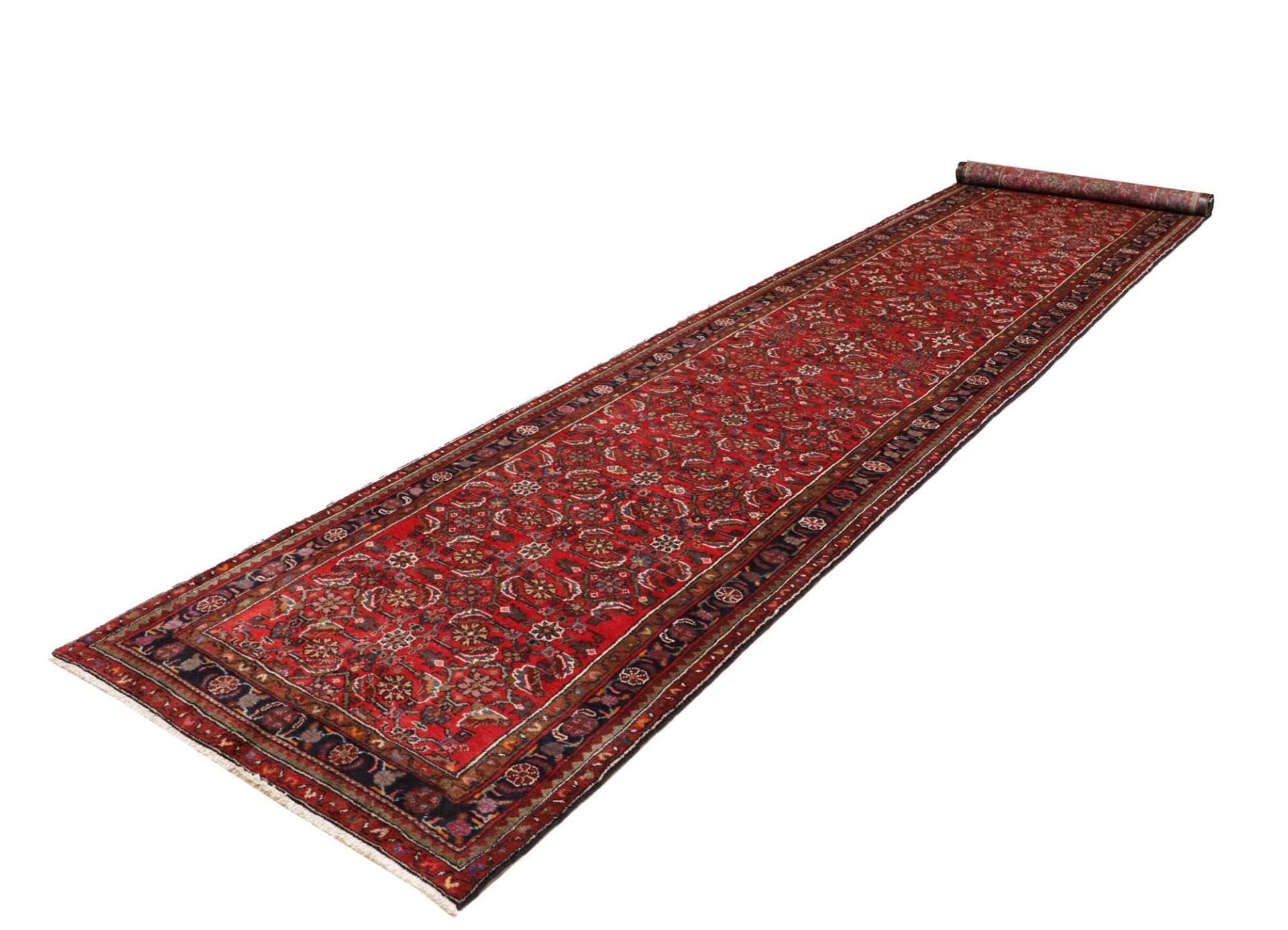 Orientteppich Hamadan 116 x 502cm, Schurwolle, geometrisches Muster, handgeknüpft