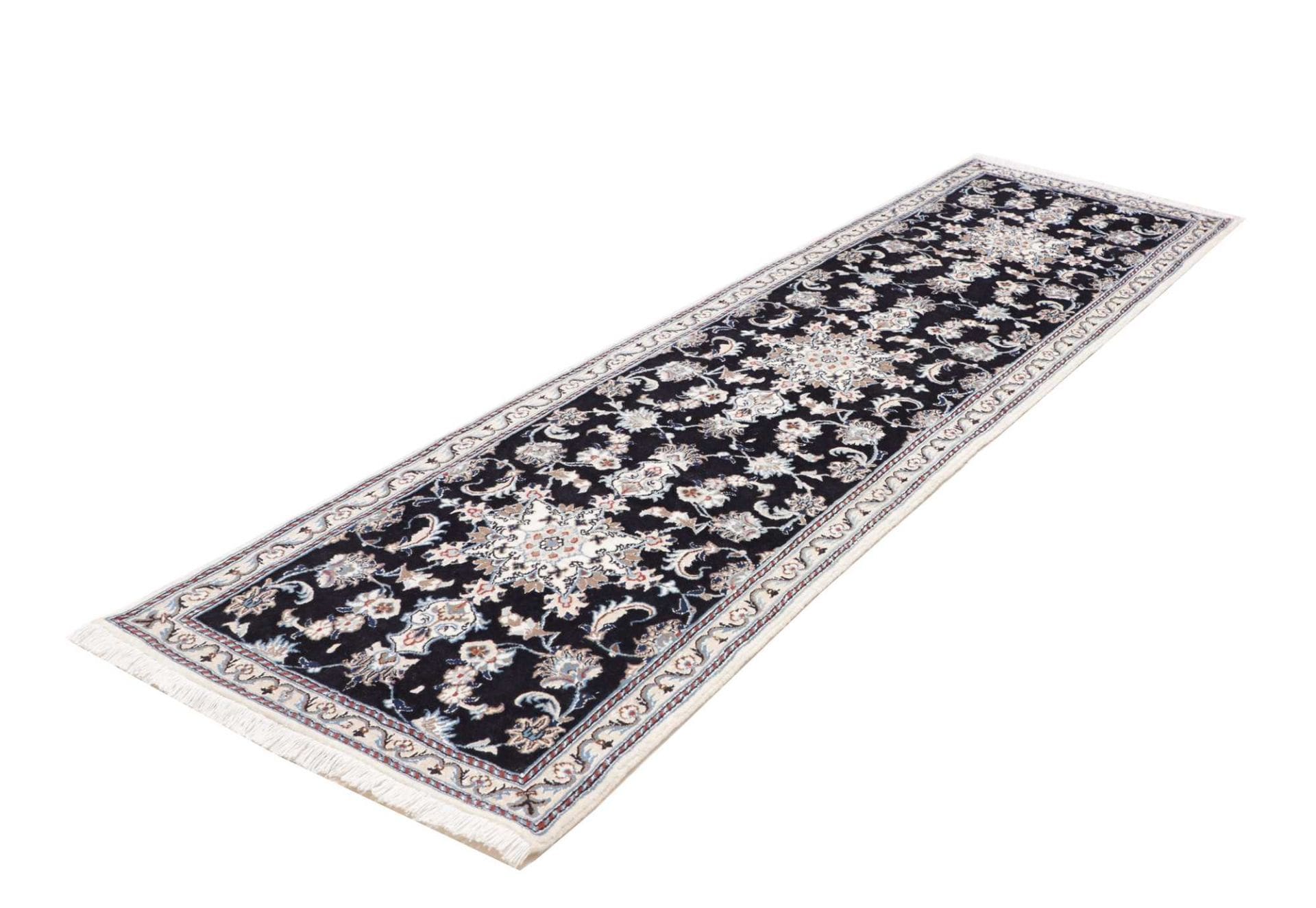 Handgeknüpfter Nain Teppich 83 x 287 cm, florales Muster, Perserteppich