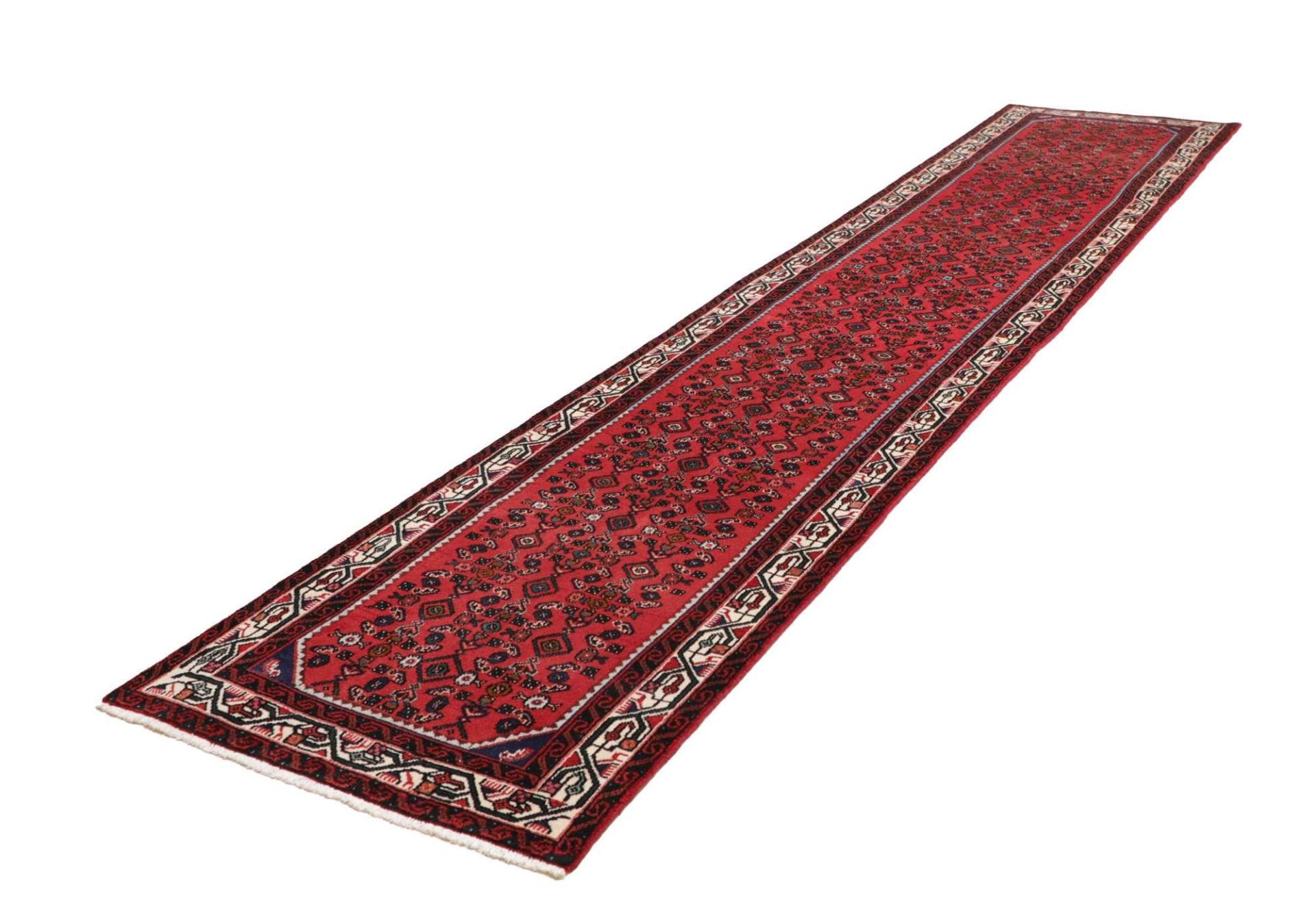 Orientteppich Hamadan 93 x 410cm, handgeknüpft, Schurwolle, Herati-Muster