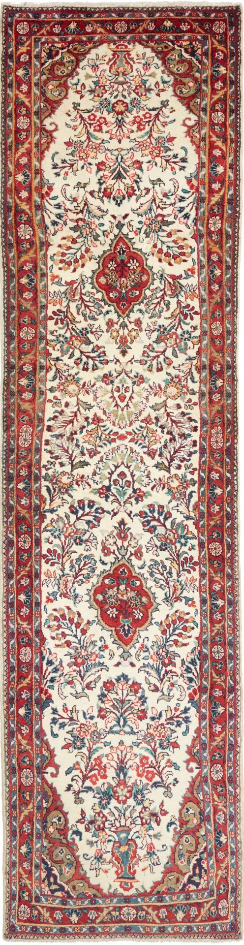 Hamadan Teppich 97 x 368cm, Herati-Muster, Schurwolle, handgeknüpft
