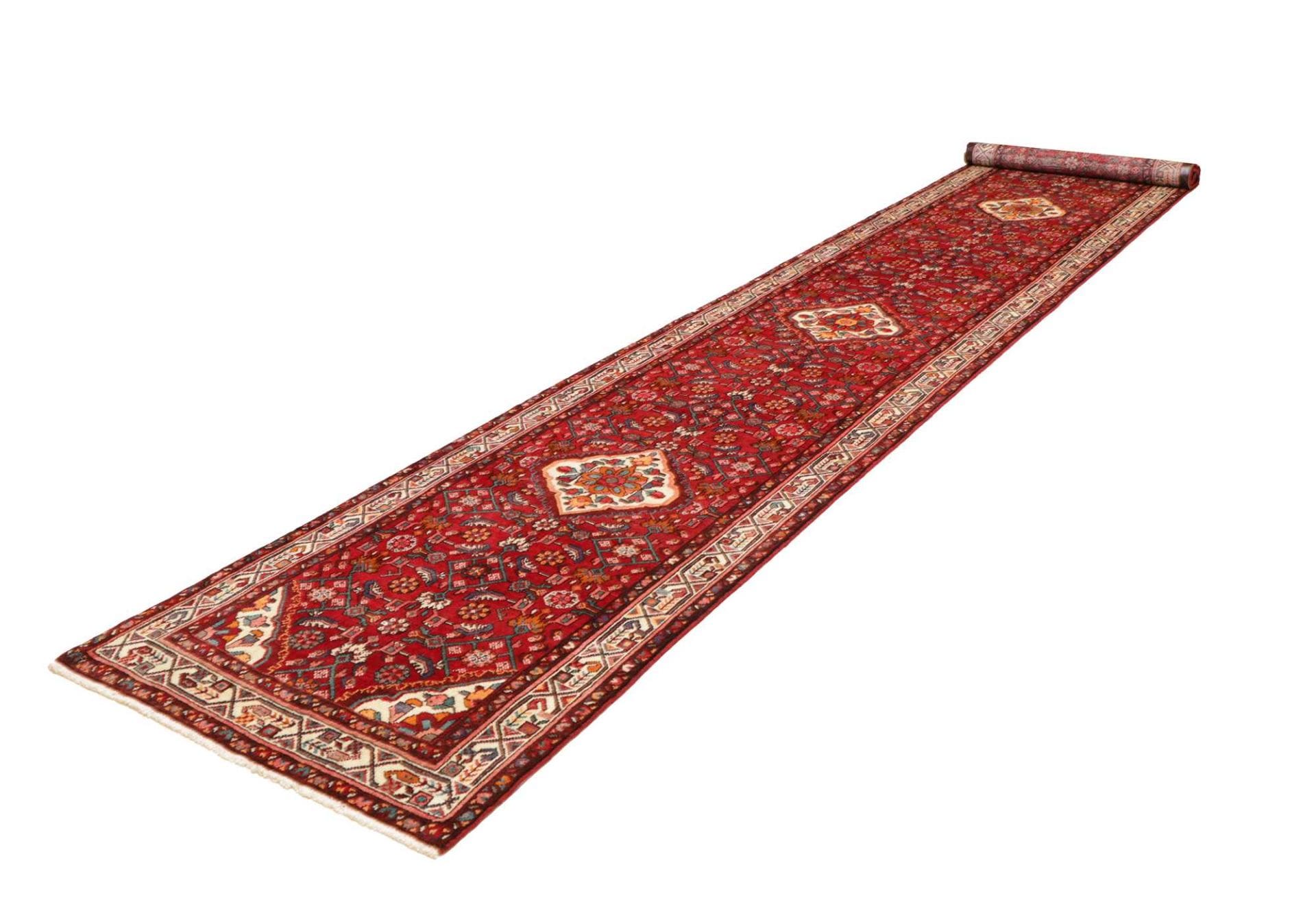 Hamadan Teppich 101 x 513cm, Herati-Muster, Schurwolle, handgeknüpft