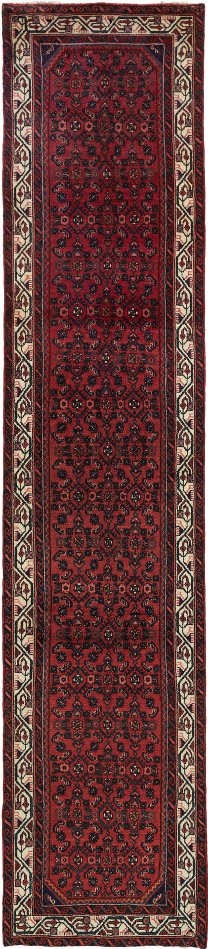 Hamadan Teppich 86 x 400 cm, Schurwolle, Herati-Muster, handgeknüpft