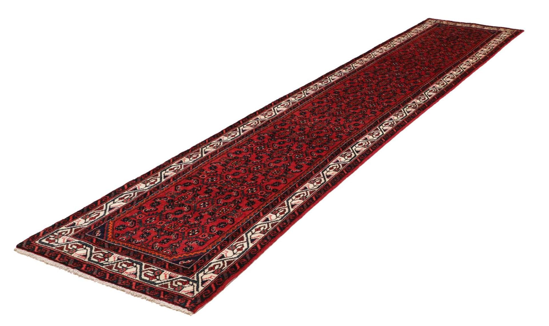 Hamadan Teppich 86 x 400 cm, Schurwolle, Herati-Muster, handgeknüpft