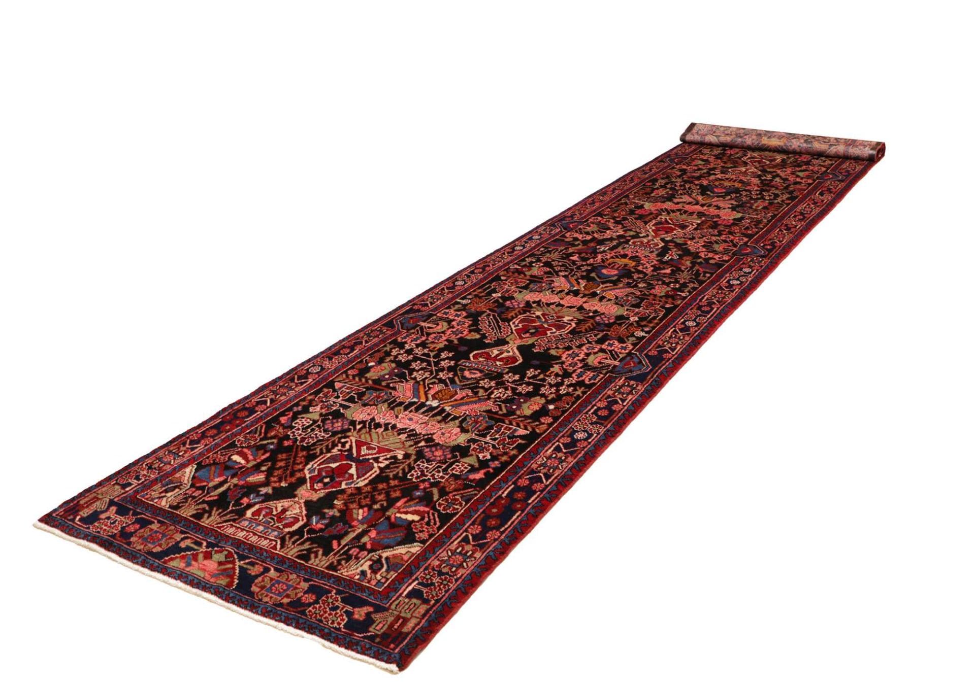 Hamadan Teppich 113 x 488cm, Schurwolle, Herati-Muster, handgeknüpft