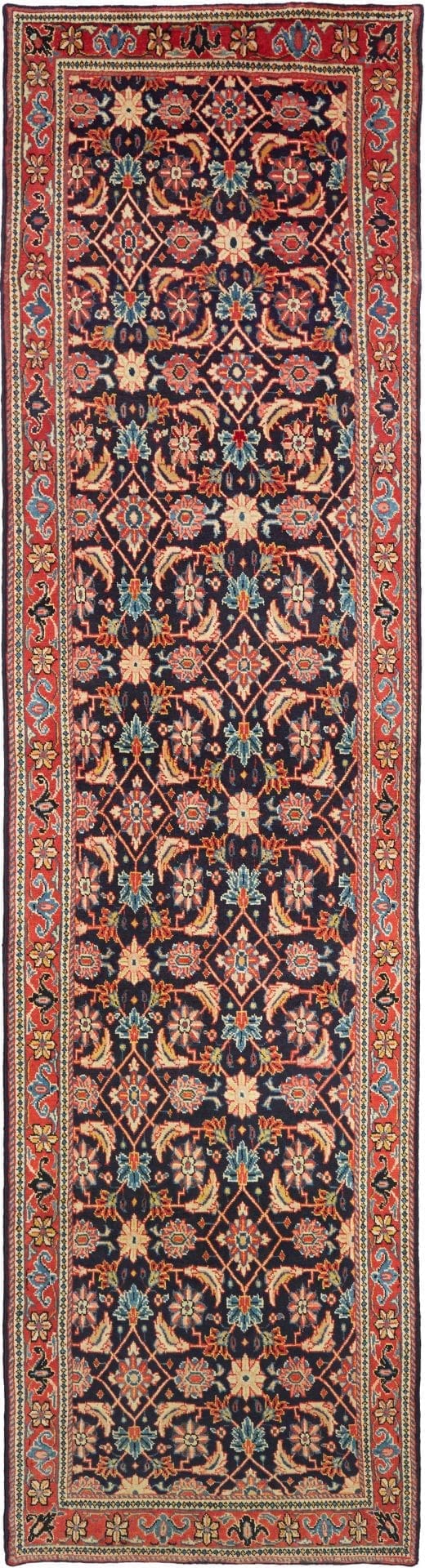 Hamadan Teppich 103 x 410cm - Herati-Muster, Schurwolle, handgeknüpft