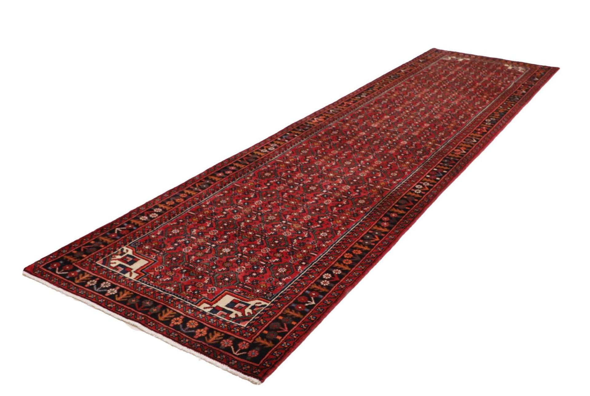 Hamadan Teppich 114 x 403 cm, Herati-Muster, Schurwolle, handgeknüpft