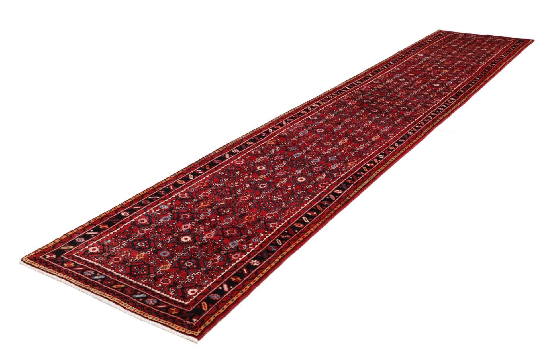 Handgeknüpfter Hamadan Teppich 97 x 438 cm - Schurwolle, Herati-Muster