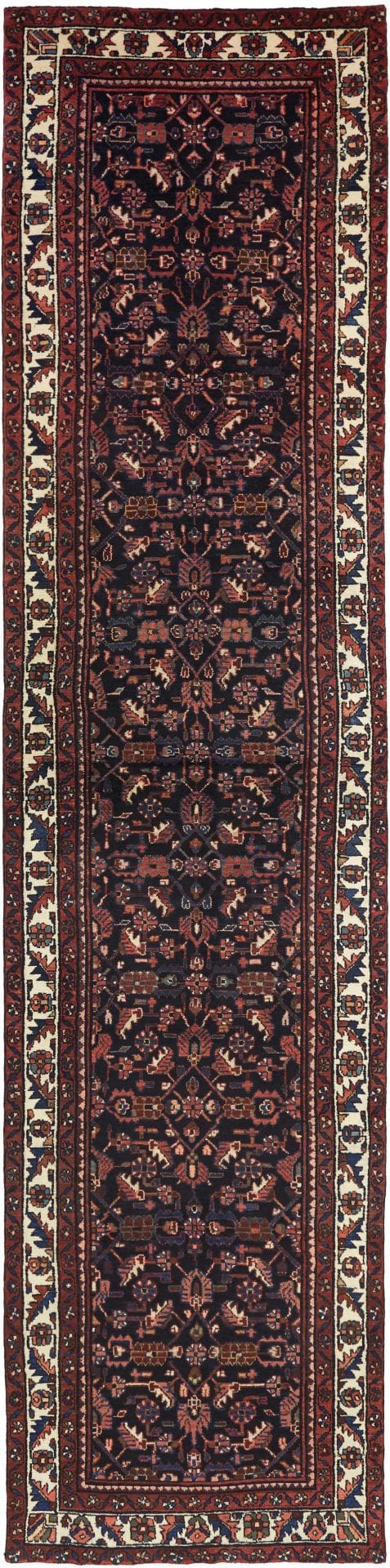 Hamadan Teppich 98 x 415 cm, Herati-Muster, Schurwolle, handgeknüpft