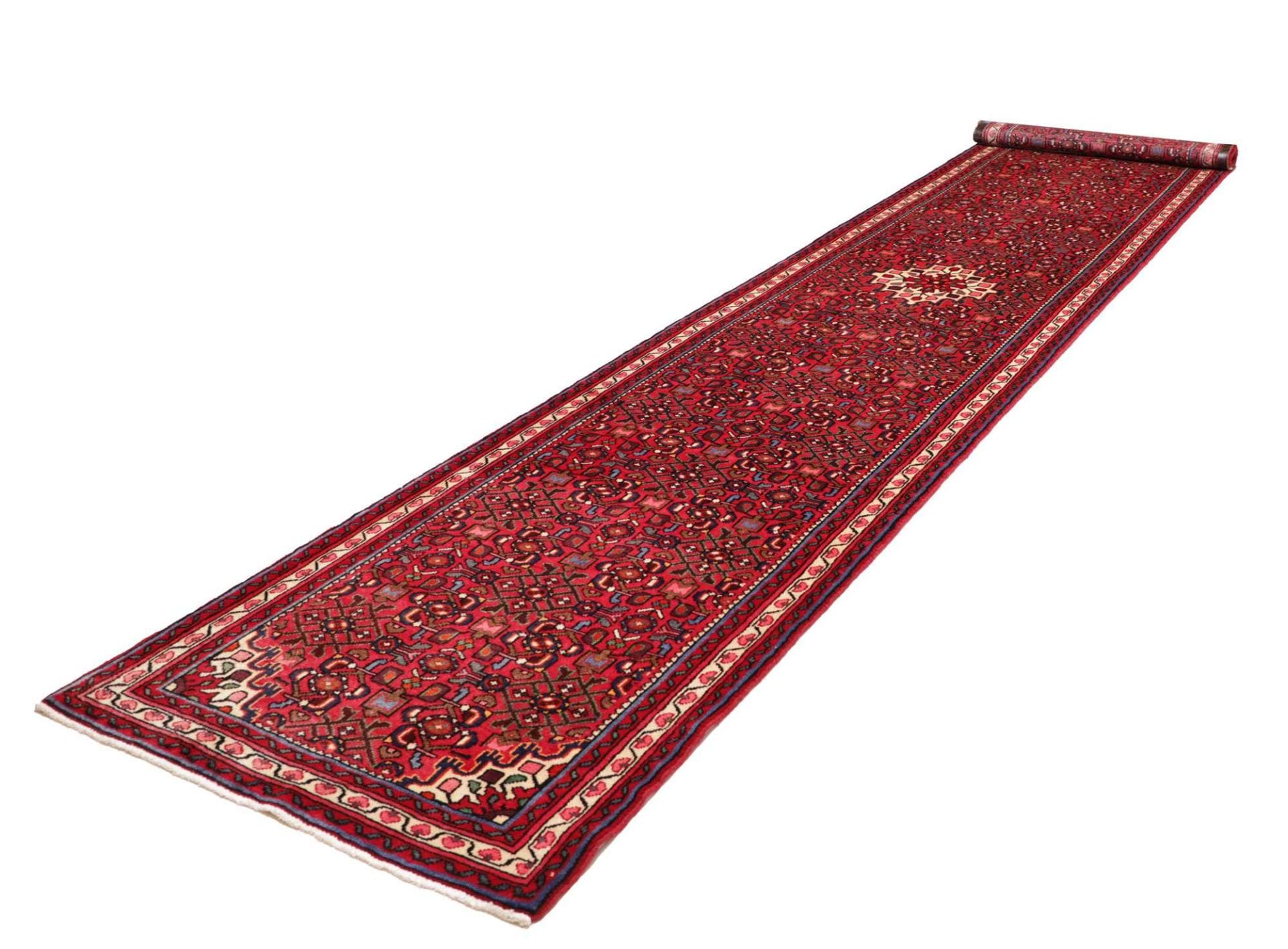 Hamadan Teppich 103 x 500cm, Wolle, Herati-Muster, handgeknüpft