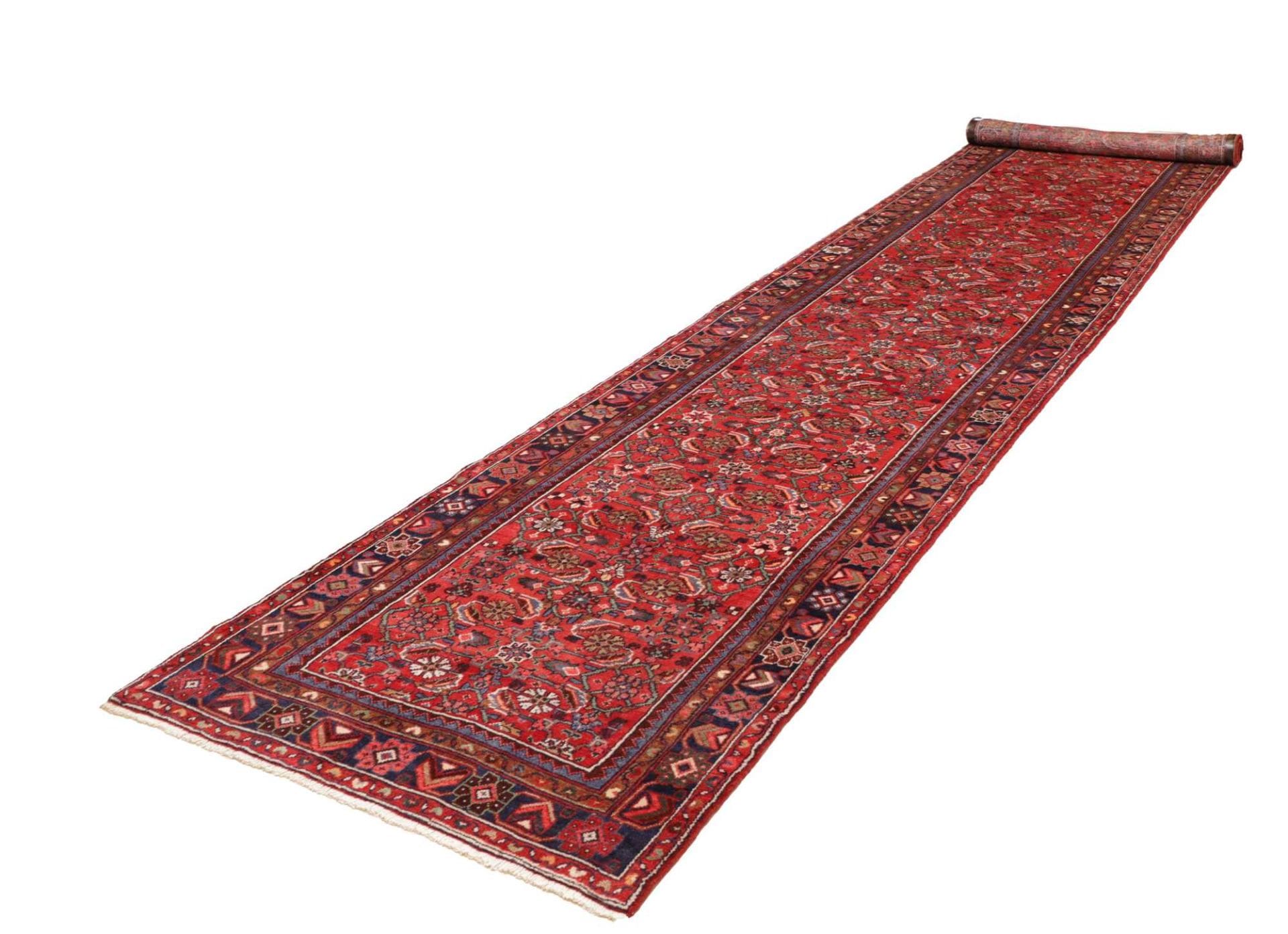 Orientteppich Hamadan 110 x 510 cm | Schurwolle, Herati-Muster, handgeknüpft