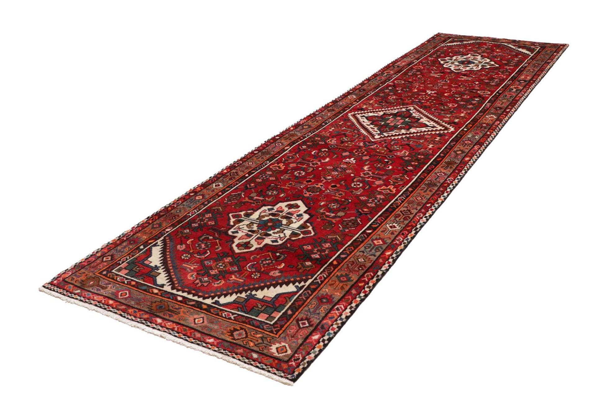Hamadan Teppich 118 x 405cm, Herati-Muster, Schurwolle, handgeknüpft