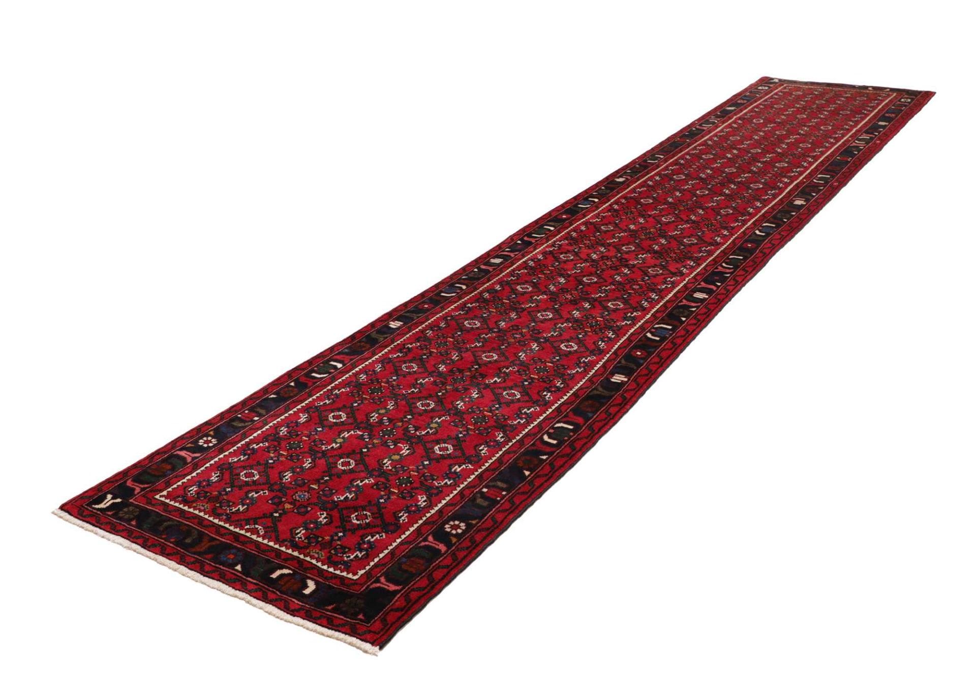 Hamadan Teppich 88 x 425 cm - Handgeknüpft, Schurwolle, Herati-Muster