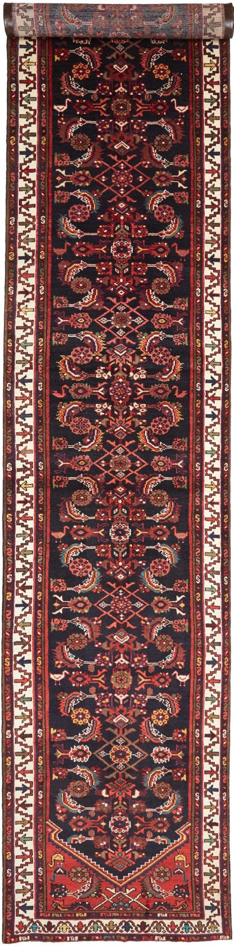 Hamadan Teppich 101 x 506cm, Herati-Muster, handgeknüpft, Perserteppich