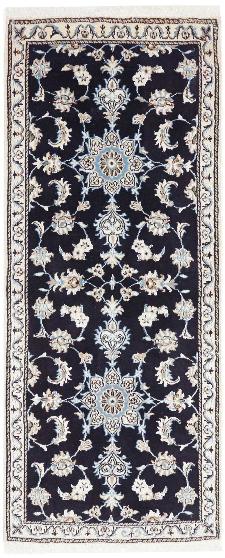 Nain Teppich 83 x 200cm, florales Design, handgeknüpft, Perserteppich