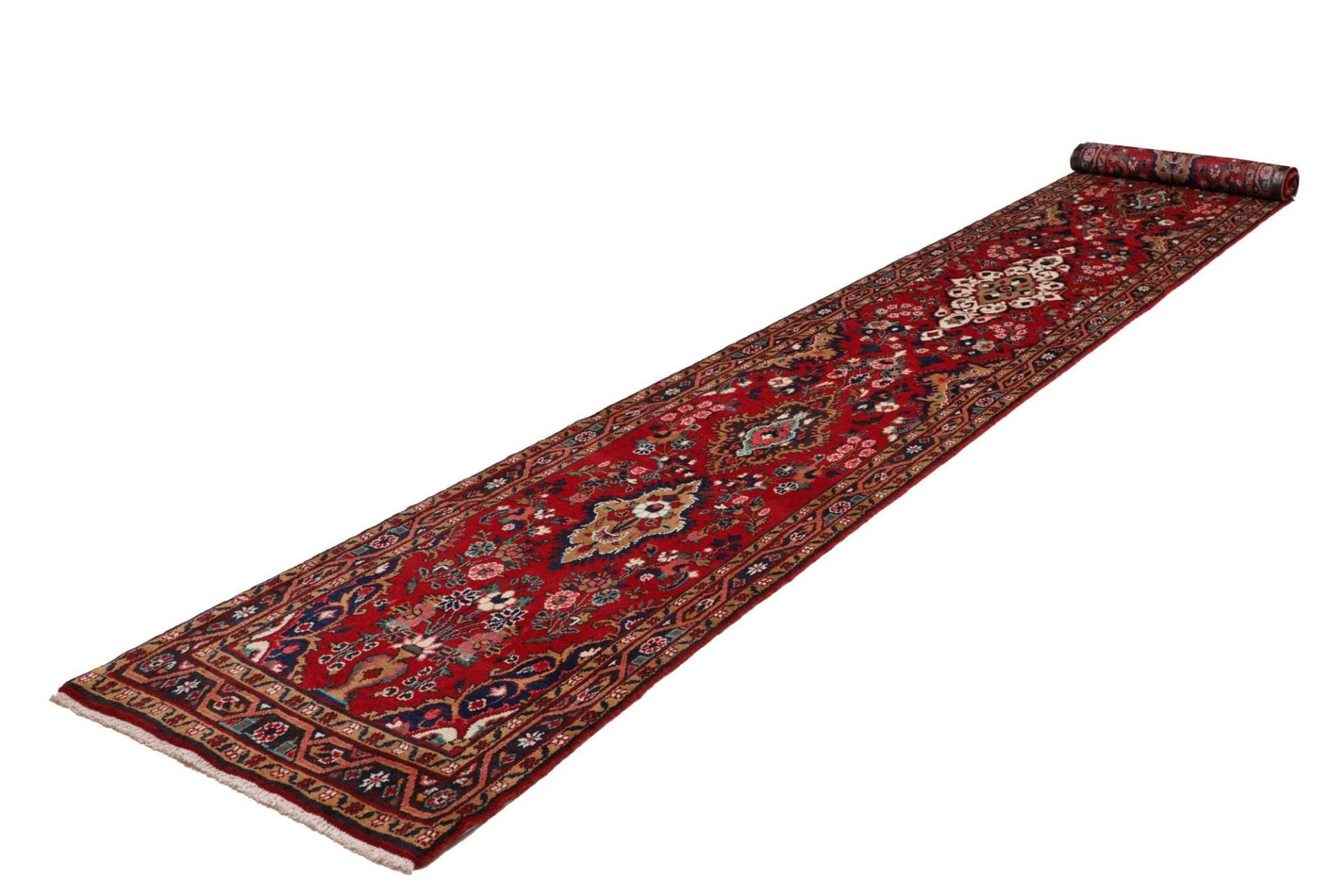 Hamadan Teppich 83 x 522cm, Schurwolle, Herati-Muster, handgeknüpft
