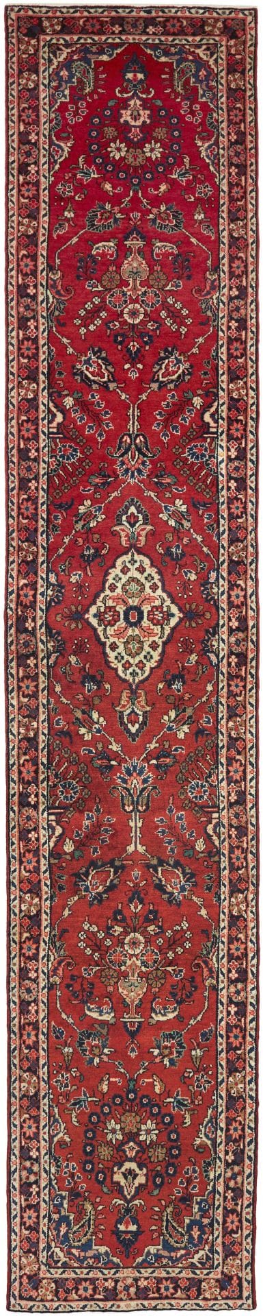 Hamadan Teppich 87 x 445cm, Schurwolle, Herati-Muster, handgeknüpft