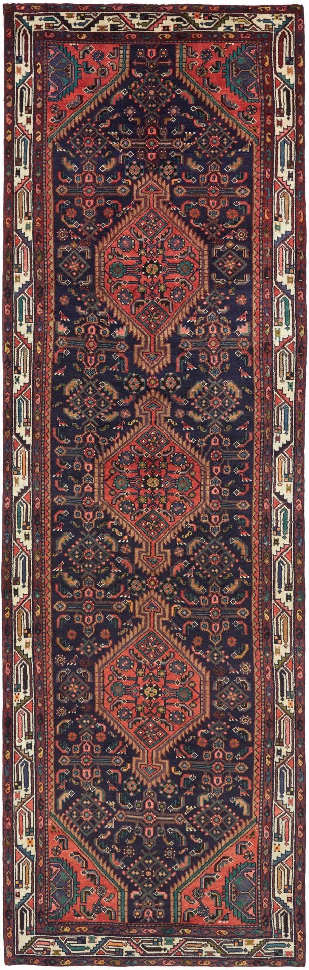 Hamadan Teppich 113 x 360cm, Herati-Muster, handgeknüpft, Perserteppich