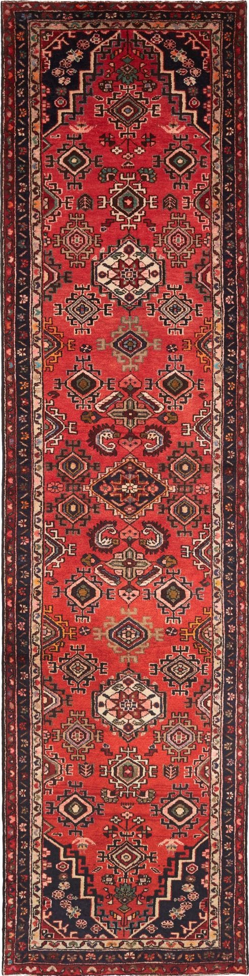 Hamadan Teppich 106 x 425 cm, Herati-Muster, handgeknüpft