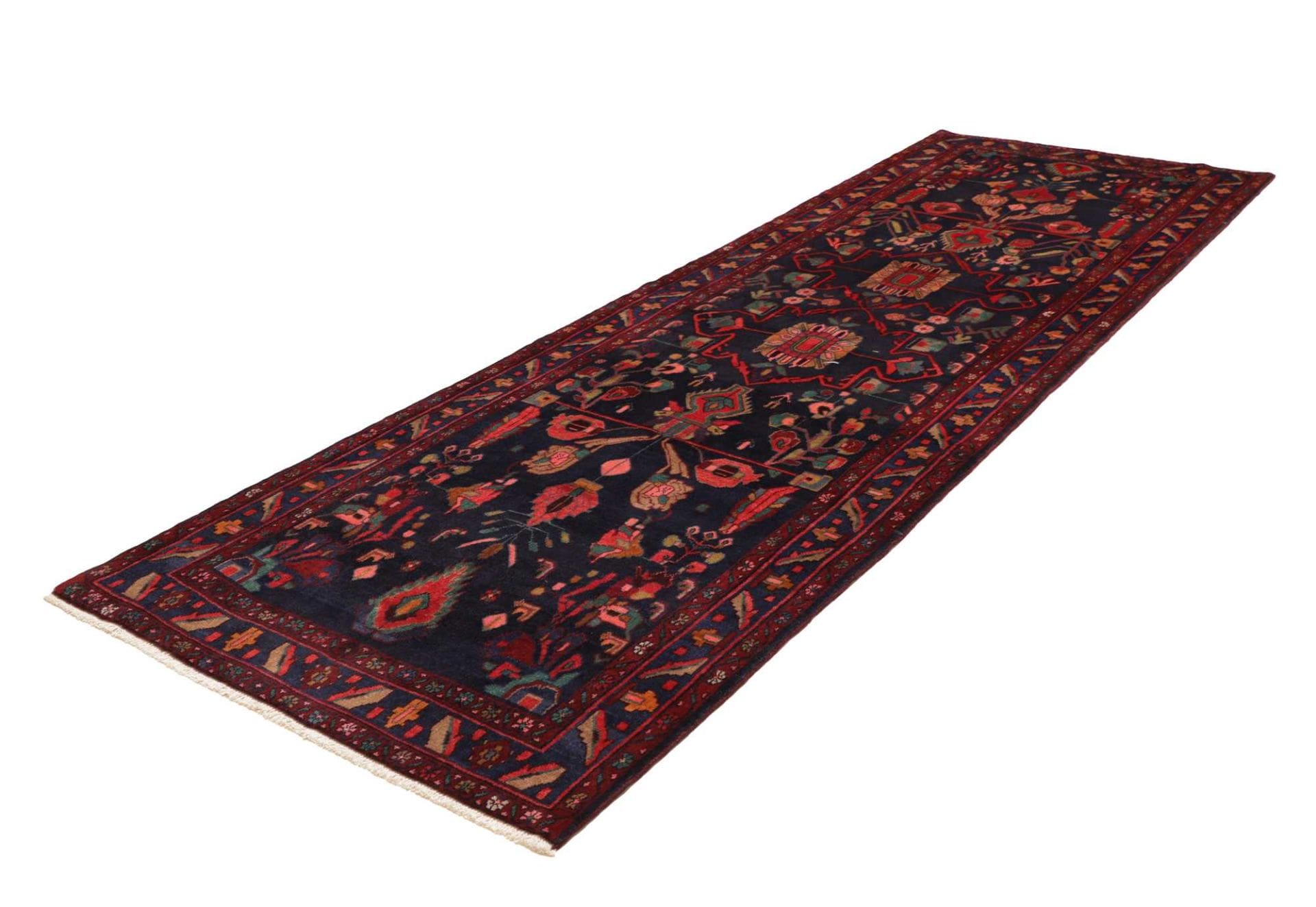 Orientteppich Hamadan 123 x 345 cm, Herati-Muster, handgeknüpft