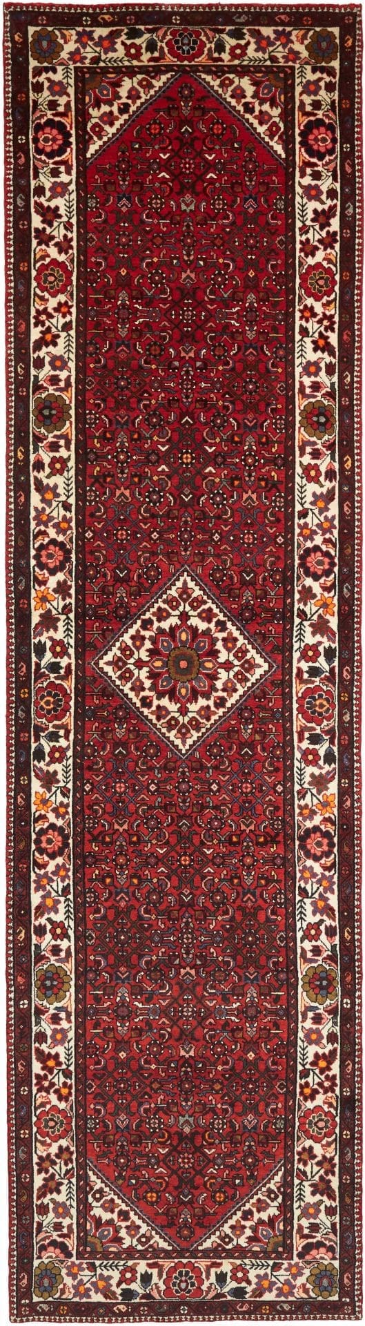 Hamadan Teppich 108 x 414cm, Schurwolle, Herati-Muster, handgeknüpft