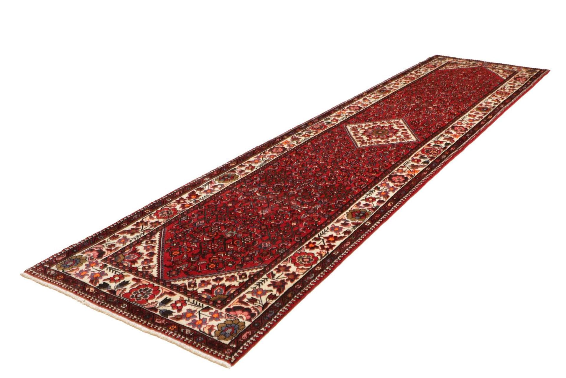 Hamadan Teppich 108 x 414cm, Schurwolle, Herati-Muster, handgeknüpft