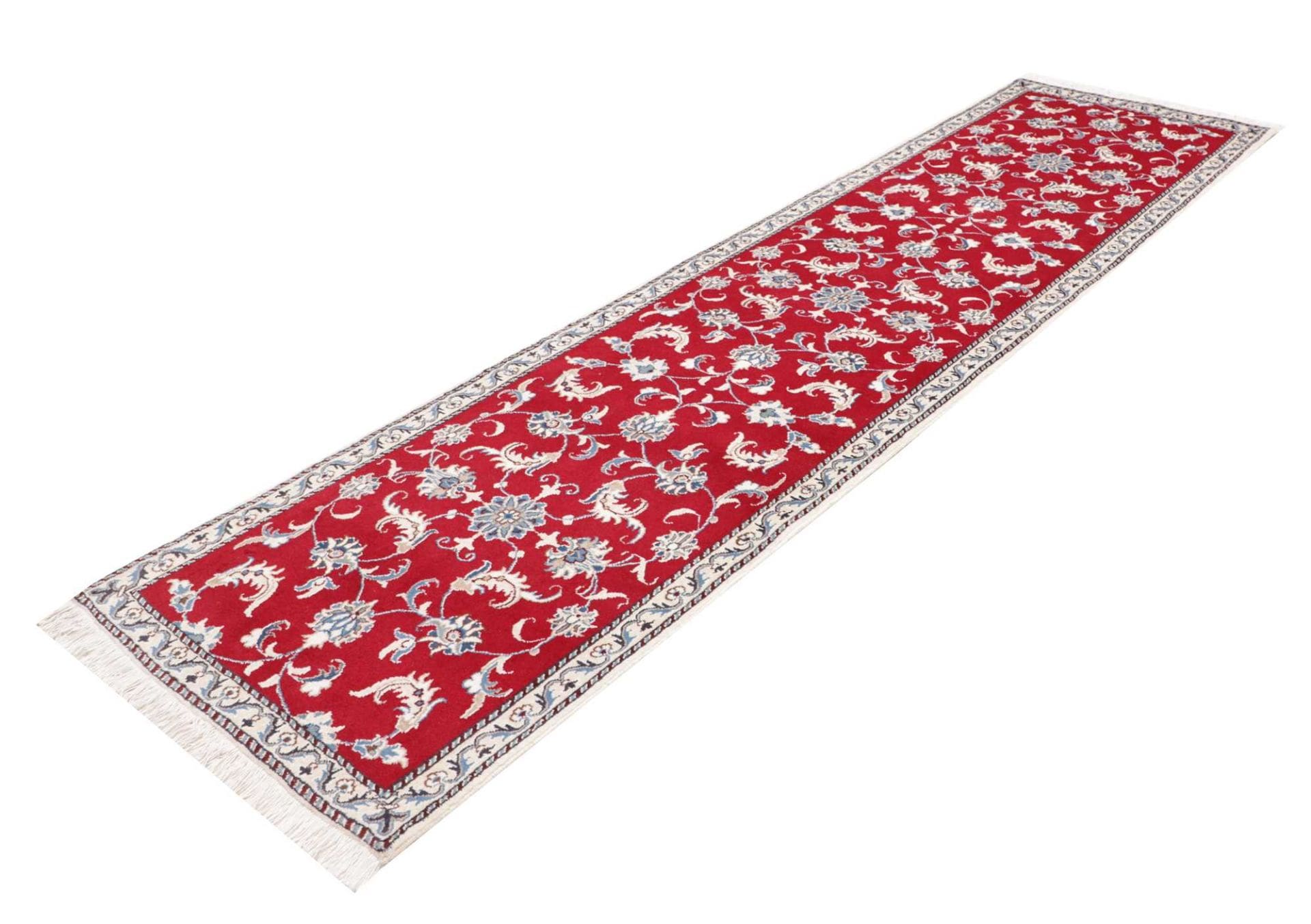 Nain Teppich 83 x 293 cm, florales Muster, handgeknüpft, Perserteppich