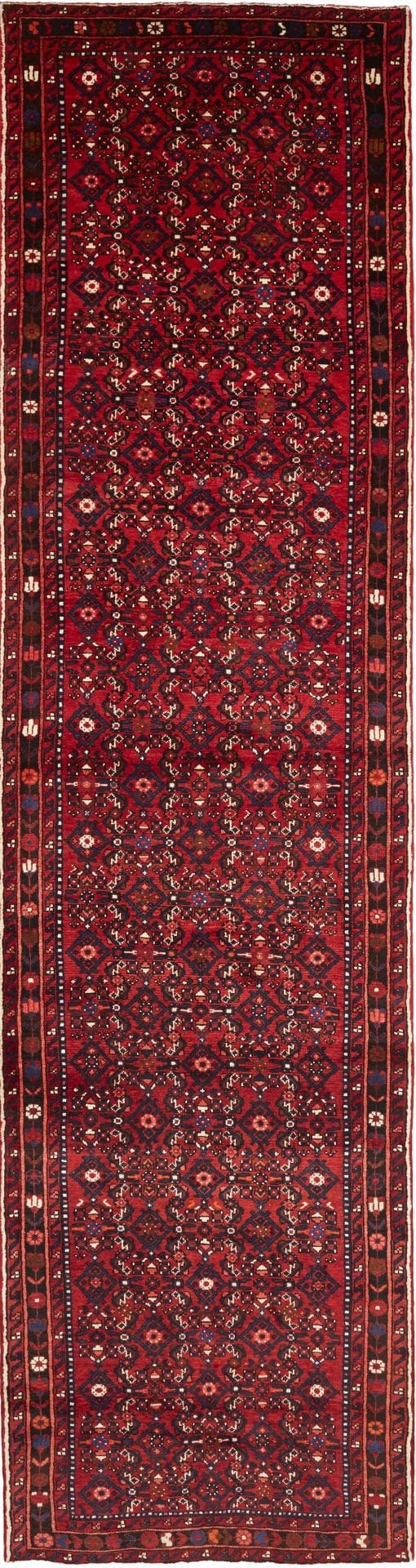 Hamadan Teppich 108 x 420cm mit Herati-Muster, handgeknüpft