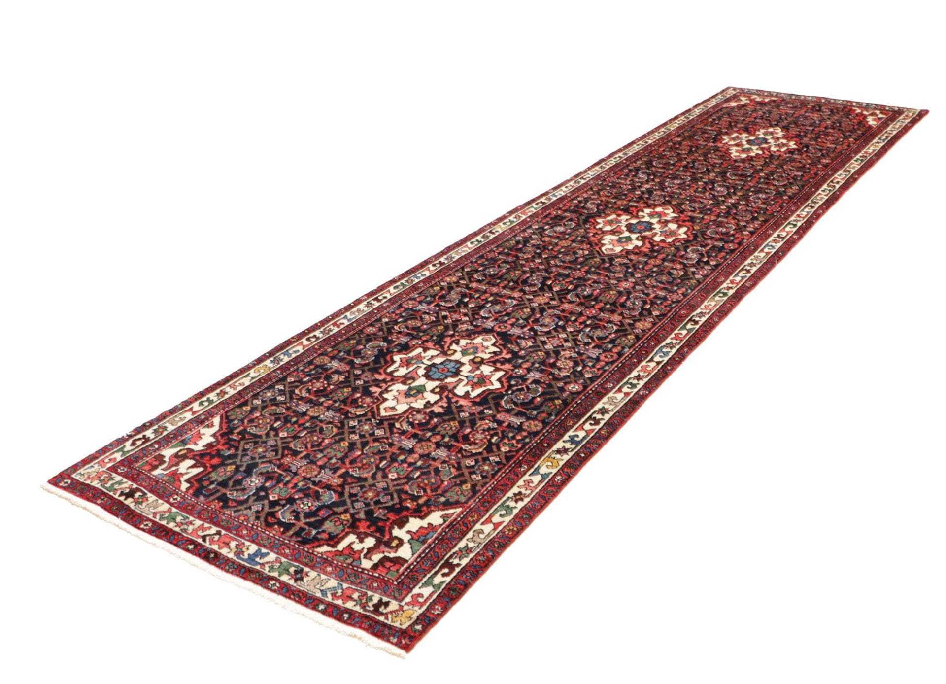 Hamadan Teppich 111 x 407cm, Herati-Muster, handgeknüpft, Perserteppich