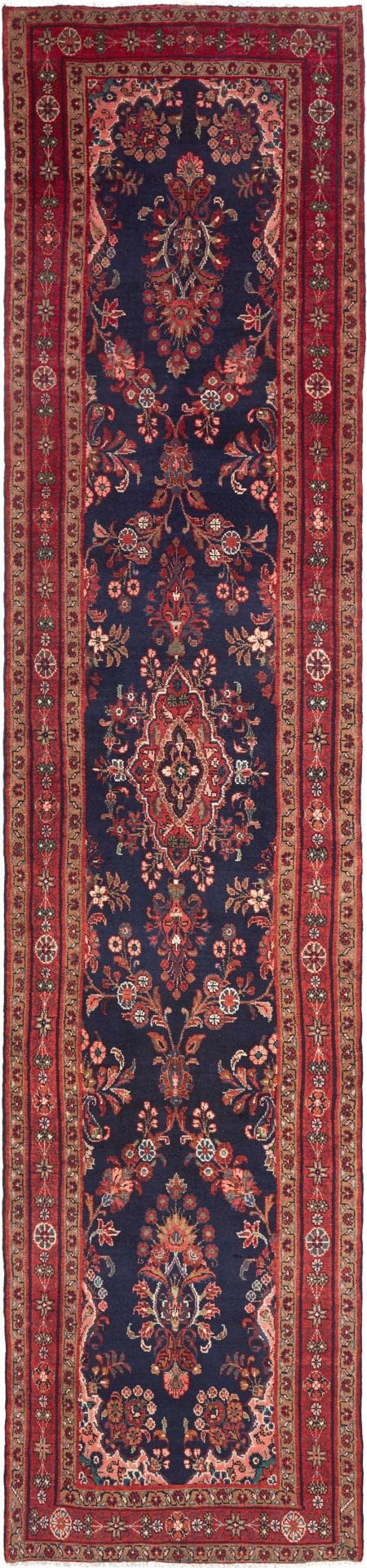 Hamadan Teppich 103 x 437cm, Herati-Muster, Schurwolle, handgeknüpft