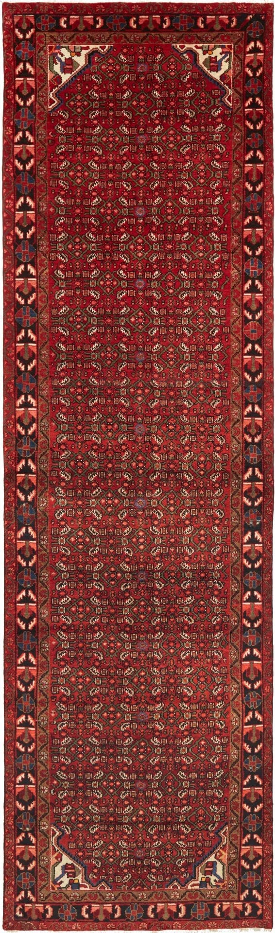 Hamadan Teppich 120 x 412cm, Herati-Muster, Schurwolle, handgeknüpft