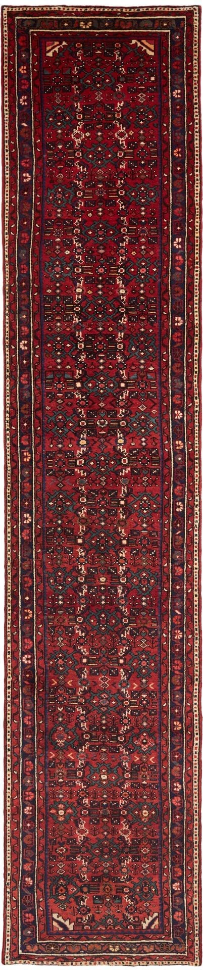 Handgeknüpfter Hamadan Teppich 83 x 400 cm, Schurwolle, Herati-Muster