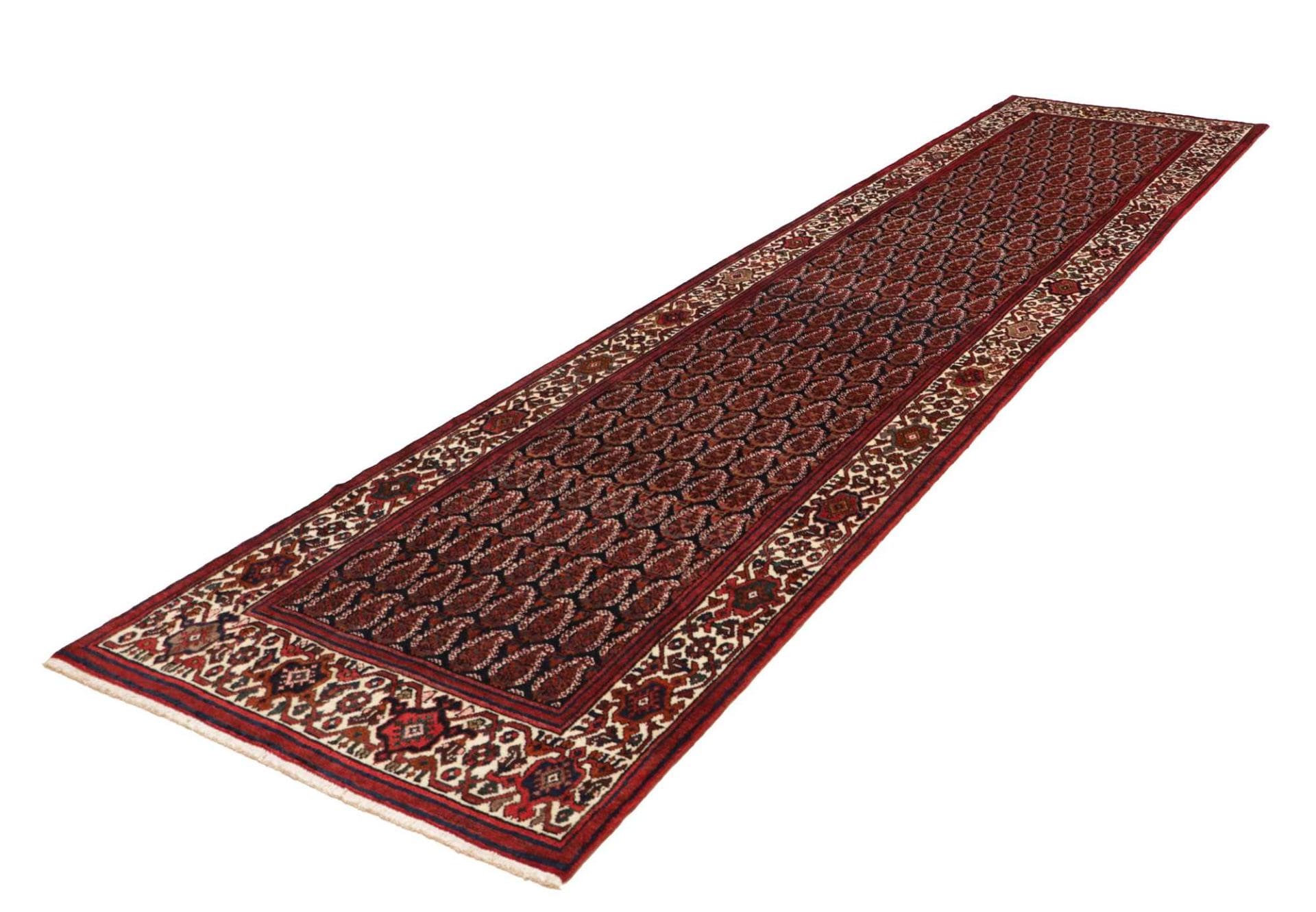 Hamadan Teppich 109 x 430cm, Schurwolle, Herati-Muster, handgeknüpft