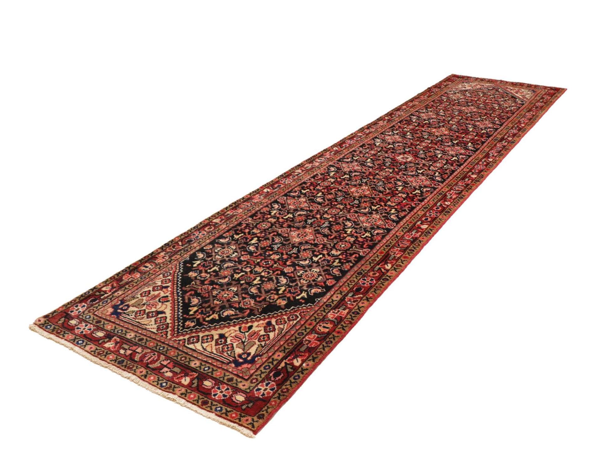 Handgeknüpfter Hamadan Teppich 103 x 495 cm, Schurwolle, Herati-Muster